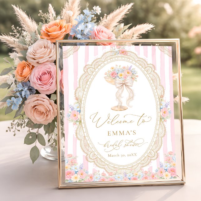 Affiche Bienvenue à la fête de mariage Petals and Prosecco (Créateur téléchargé)