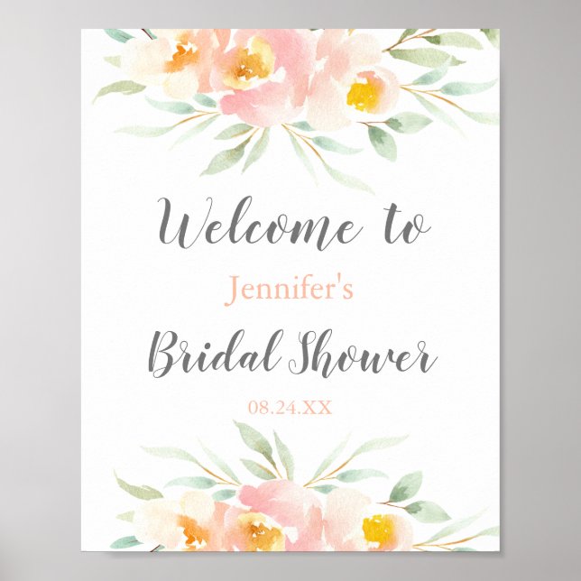 Affiche Bienvenue à la fête de mariage Rustic Blossom (Devant)