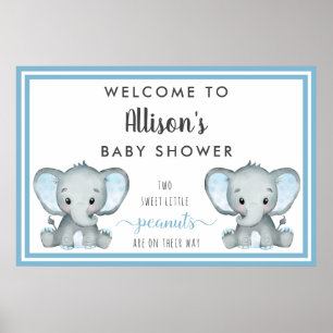 Affiche Bienvenue à la fête de naissance de nos jumeaux él