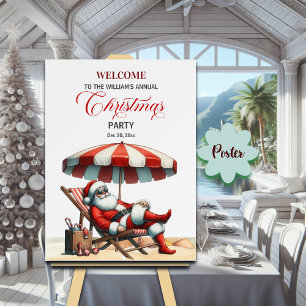 Affiche Bienvenue à la fête de Noël de Santa sous un paras