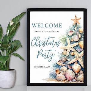 Affiche Bienvenue à la fête de Noël sur la plage