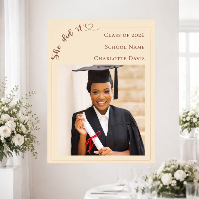 Affiche Bienvenue à la fête de remise des diplômes avec un (Créateur téléchargé)