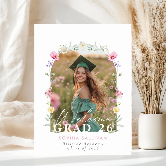 Affiche Bienvenue à la fête de remise des diplômes avec un (Créateur téléchargé)