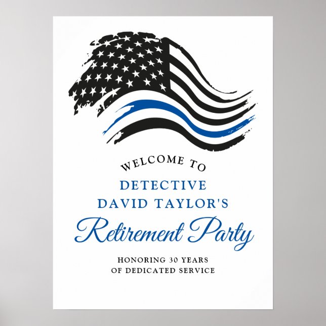 Affiche Bienvenue à la fête de retraite de la police Thin  (Devant)
