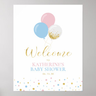 Affiche Bienvenue à la fête de révélation du sexe de bébé