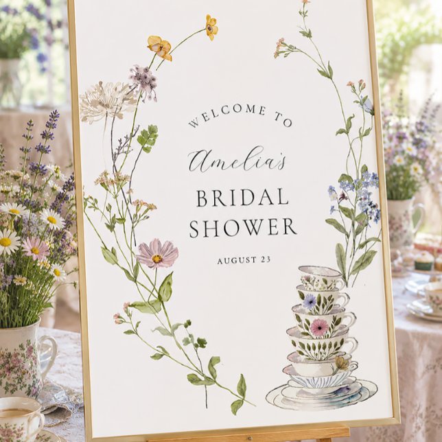 Affiche Bienvenue à la fête de thé de mariage de la mariée (Créateur téléchargé)