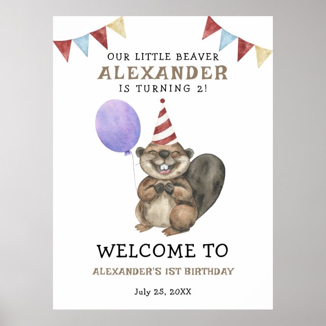 Affiche Bienvenue à la fête du 2e anniversaire de Little B (Devant)