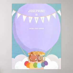 Affiche Bienvenue à la fête du premier anniversaire en mon