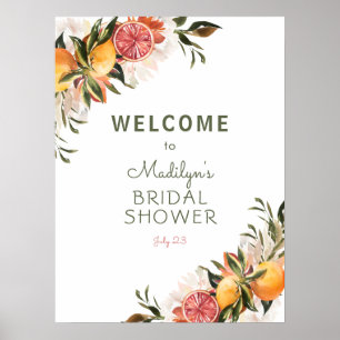 Affiche Bienvenue à la fête prénuptiale Citron et Verdure