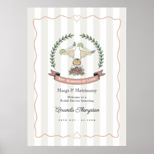 Affiche Bienvenue à la fête prénuptiale Preppy Margs & Mat