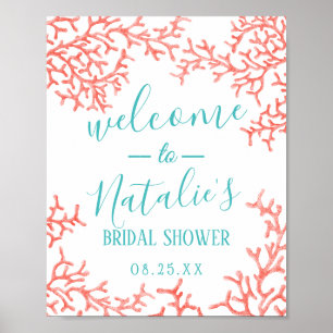 Affiche Bienvenue à la fête prénuptiale sur le récif coral