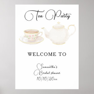 Affiche Bienvenue à la fête prénuptiale Tea Party