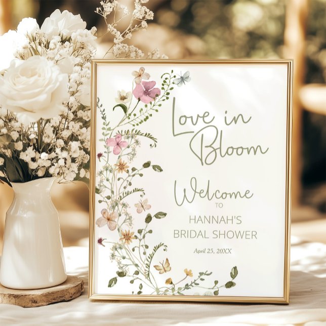 Affiche Bienvenue à la garden-party de mariage Love in Blo (Créateur téléchargé)