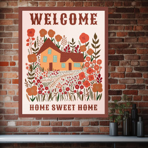 Affiche BIENVENUE À LA MAISON MAISON SUCRÉE Fleurs de Ferm