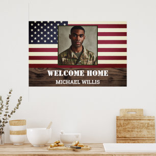 Affiche Bienvenue à la maison Soldat Photo personnalisée d