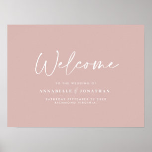 Affiche Bienvenue à la mariage moderne mariage rose vif