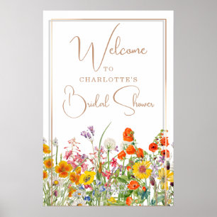Affiche Bienvenue à la Mariée avec des Fleurs Sauvages Col