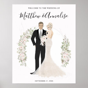 Affiche Bienvenue à la mariée et au Mariage de chambre