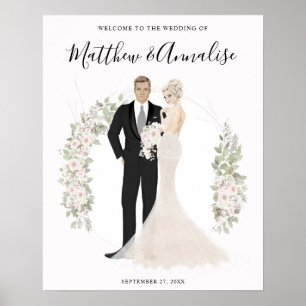 Affiche Bienvenue à la mariée et au Mariage de chambre