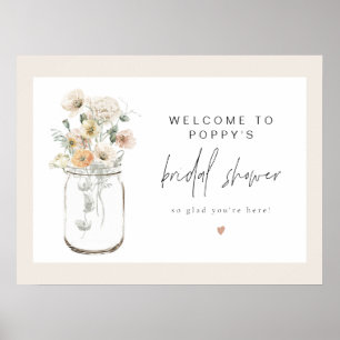 Affiche Bienvenue à la nuptiale du Fleur sauvage rustique