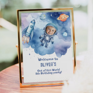 Affiche Bienvenue à la photo d'anniversaire de l'astronaut