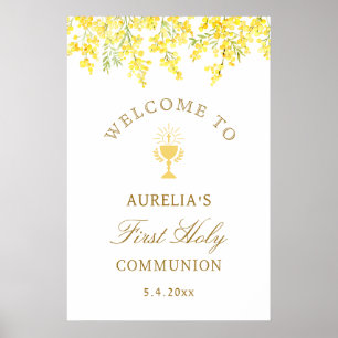 Affiche Bienvenue à la Première Communion Watercolor Mimos