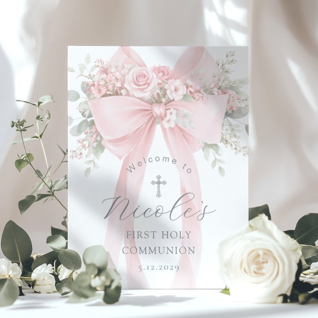 Affiche Bienvenue à la Première Sainte Communion Florale R (Créateur téléchargé)
