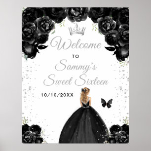 Affiche Bienvenue à la Princesse aux Cheveux Blonds Noirs