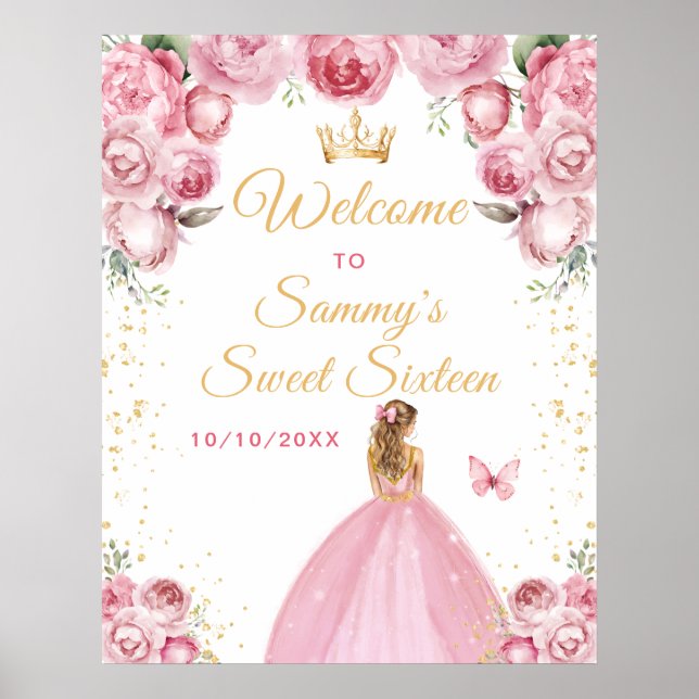 Affiche Bienvenue à la Princesse aux Cheveux Blonds Roses  (Devant)