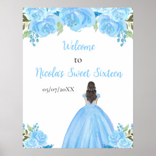 Affiche Bienvenue à la Princesse aux Cheveux Bruns pour sa