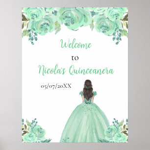 Affiche Bienvenue à la Princesse aux Cheveux Bruns pour sa