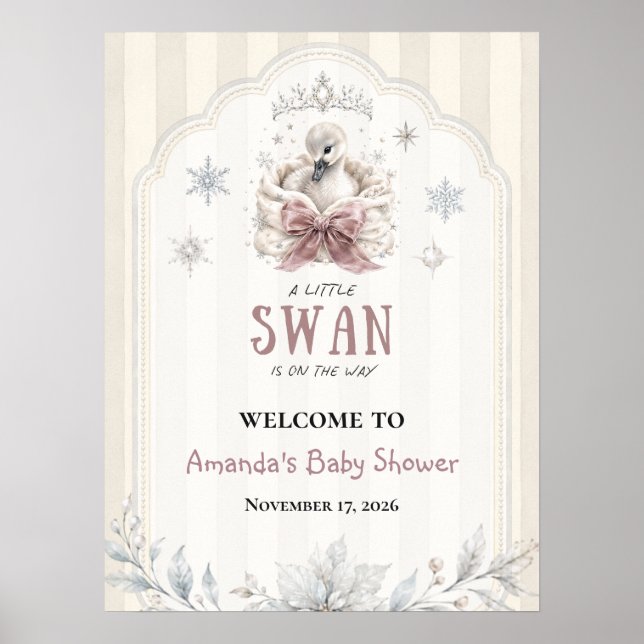 Affiche Bienvenue à la Princesse d'Hiver Fête de Naissance (Devant)