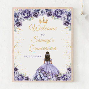 Affiche Bienvenue à la Princesse Dusty Purple pour ses Qui