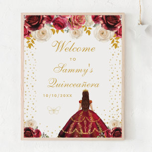 Affiche Bienvenue à la Princesse Fleurie de Quinceañera Ro