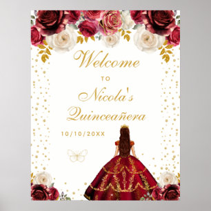 Affiche Bienvenue à la Princesse Fleurie pour la Quinceañe