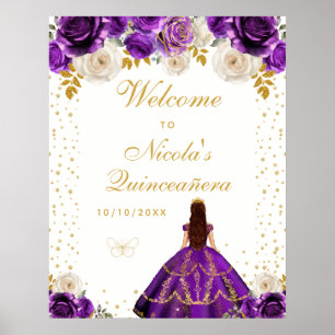 Affiche Bienvenue à la Princesse Fleurie Violette pour sa