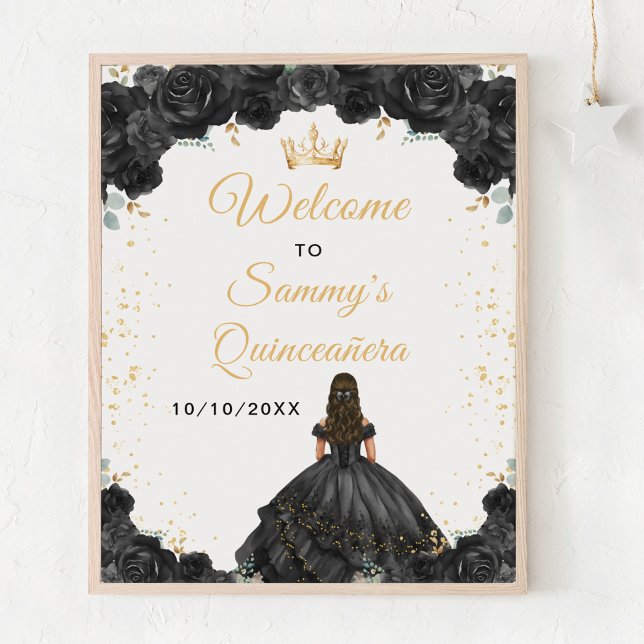 Affiche Bienvenue à la princesse noire Quinceañera (Créateur téléchargé)