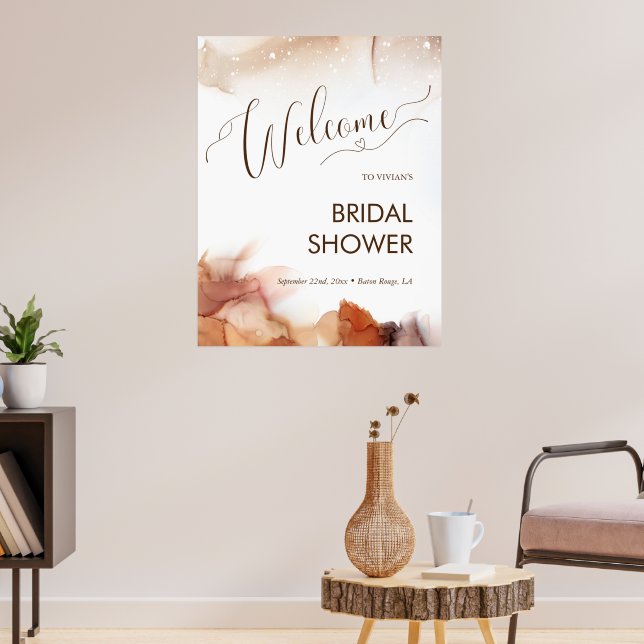 Affiche Bienvenue à la réception de mariage à l'encre oran (Salon 3)