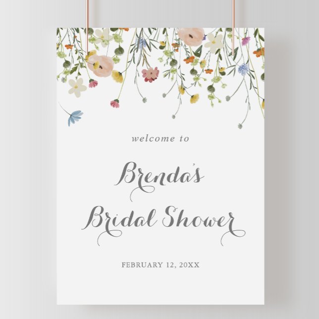 Affiche Bienvenue à la réception de mariage avec des fleur (Créateur téléchargé)