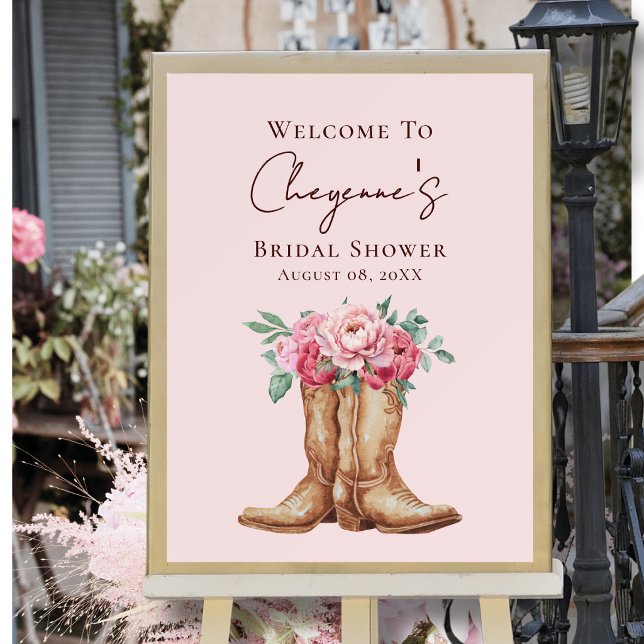 Affiche Bienvenue à la réception de mariage champêtre Cowg (Créateur téléchargé)