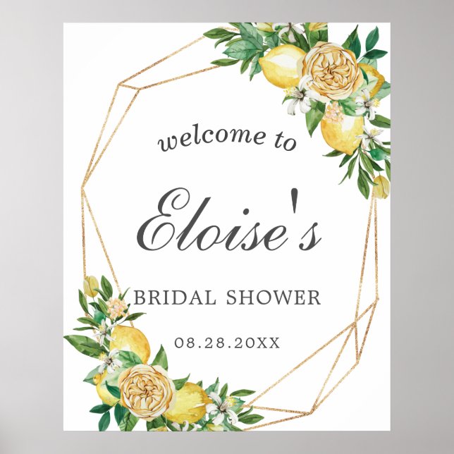 Affiche Bienvenue à la réception de mariage chic géométriq (Devant)