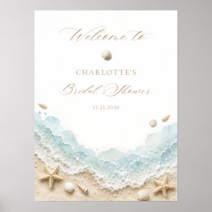 Affiche Bienvenue à la réception de mariage côtier Seashel