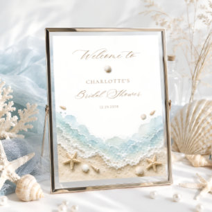 Affiche Bienvenue à la réception de mariage côtier Seashel