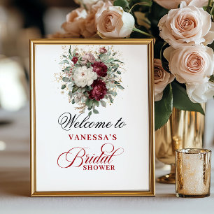 Affiche Bienvenue à la réception de mariage Floral Blush B