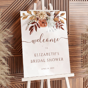 Affiche Bienvenue à la réception de mariage floral boho Te