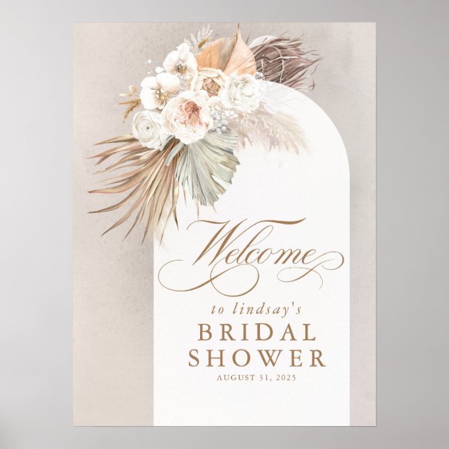 Affiche Bienvenue à la réception de mariage floral doux He (Devant)