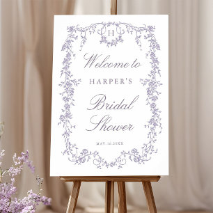Affiche Bienvenue à la réception de mariage Lavande França