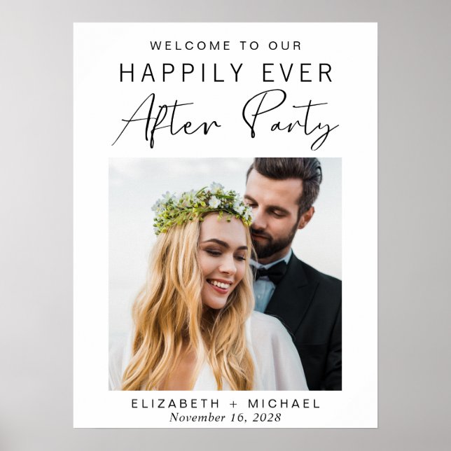 Affiche Bienvenue à la réception de mariage moderne avec p (Devant)