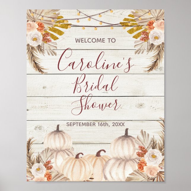 Affiche Bienvenue à la réception de mariage Rustic Wood Wh (Devant)