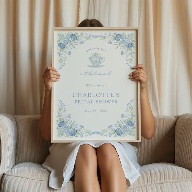 Affiche Bienvenue à la réception de thé de mariage floral  (Créateur téléchargé)
